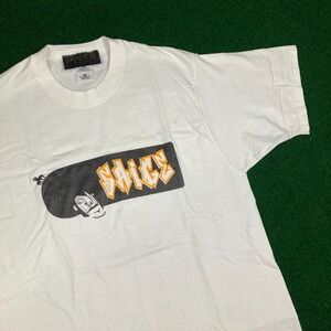 Vintage SAIGE Shirt Mens M White Skating Skateboarder Skater Graffiti 90s USA